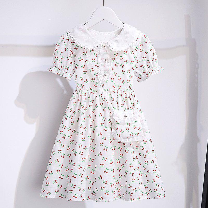 Girls Summer Floral Dress Short Sleeve Princess Fashionable Dress