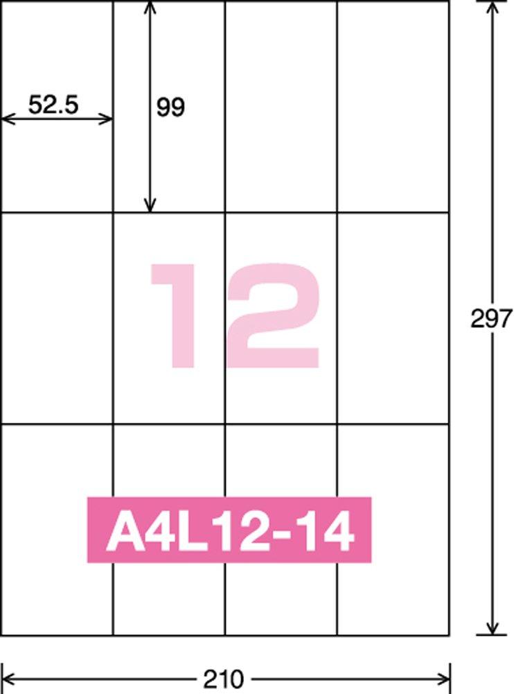 KOKUYO PPC Labels, A4, 12-Sided, KB-A192N