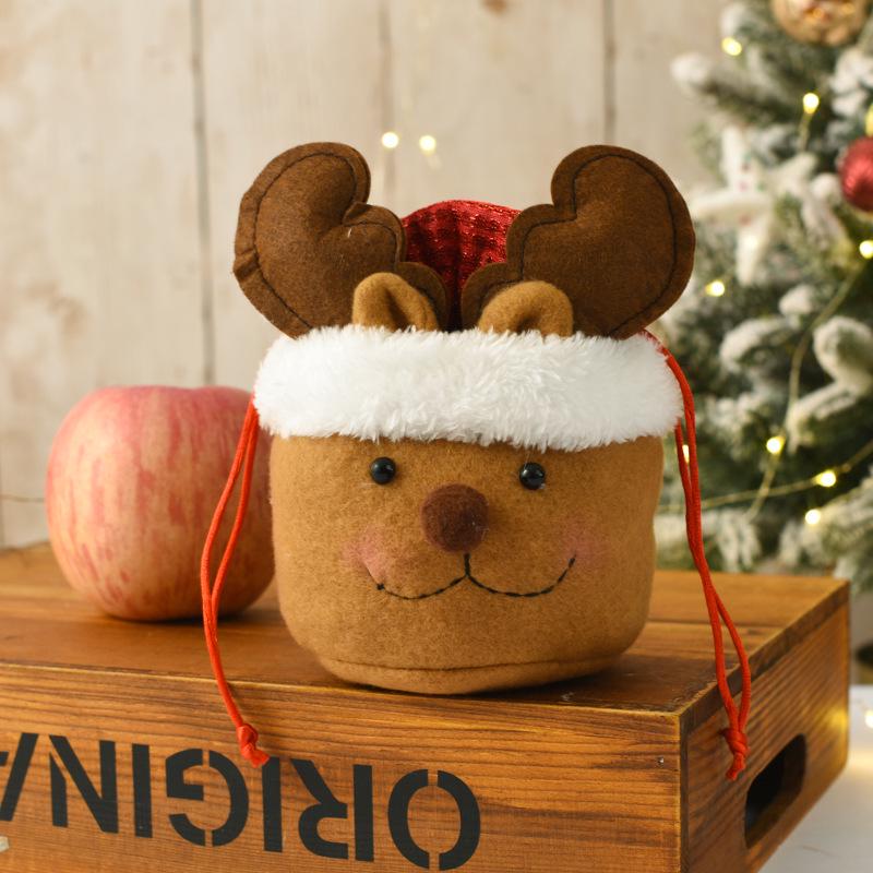 Portable Christmas Kids Candy Bags Pouch Santa Snowmen Xmas Bag Children Bag Drawstring Apple Bags Decorations Suitable for Gift