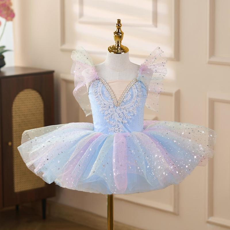 Robe de Ballet pour Enfants Sept Couleurs Filles Enfants Robe Princesse à Sequins Tutu de Ballet Vêtements de Danse Jupes Tutu de Spectacle