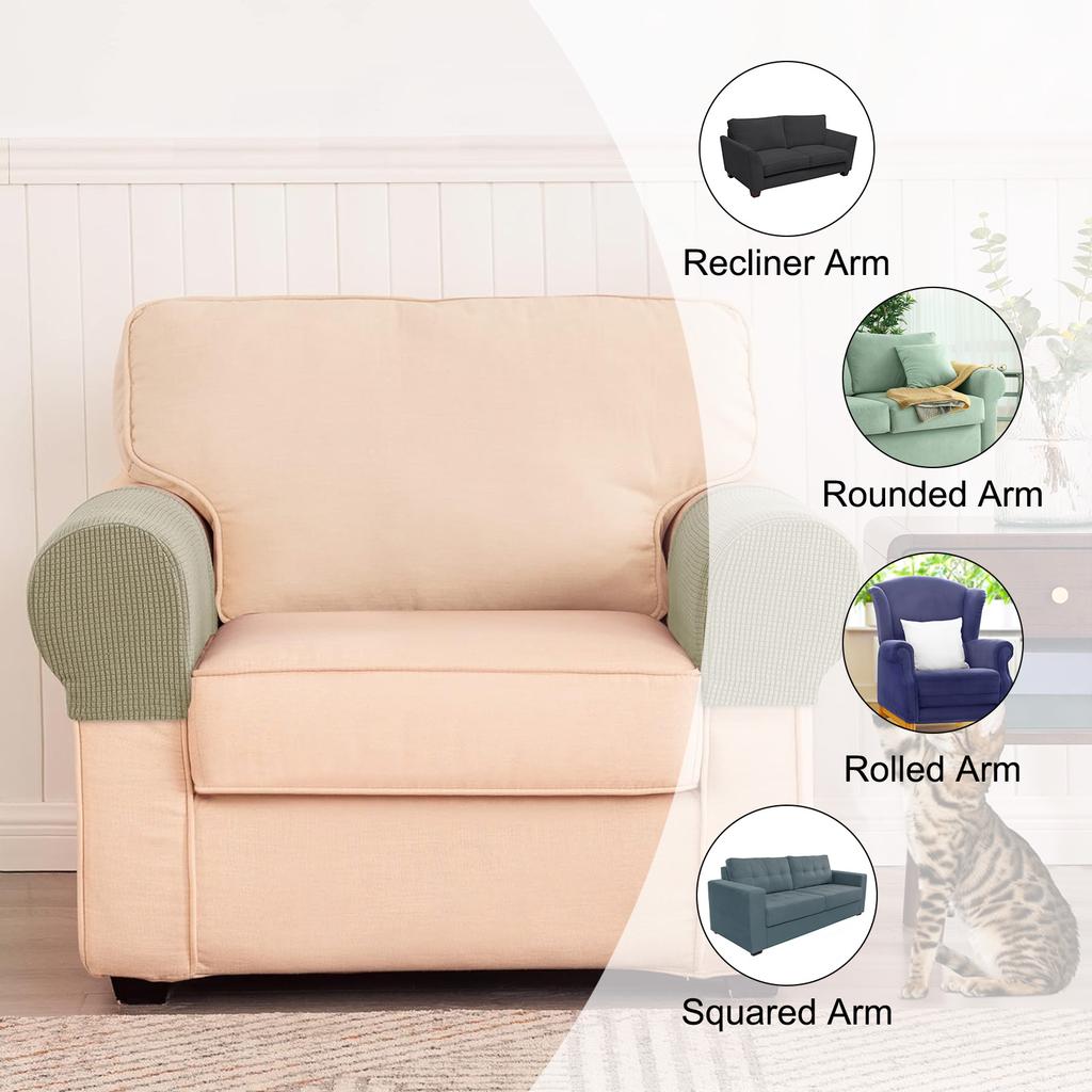 2pcs Stretch Armrest Covers Couch Arm Cover with Twist Pin Non Slip Furniture Protector Armchair Slipcovers Sofa Chair Recliner