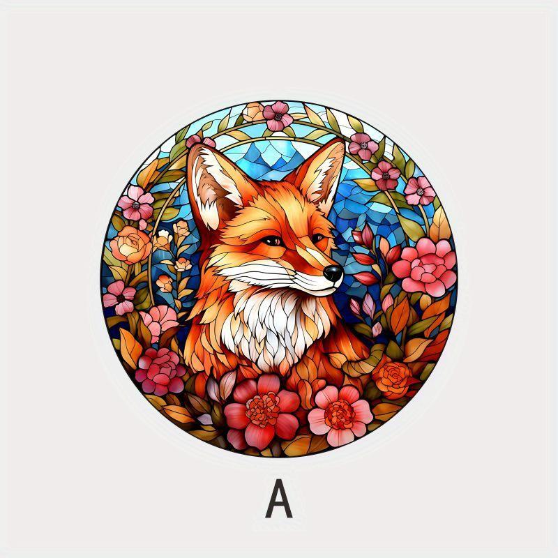 

1pc Fox/Lion/wolf Window Glass Home Stickers Car RV Home Decoration Stained Glass Look Sticker Animal Art Stickers #60