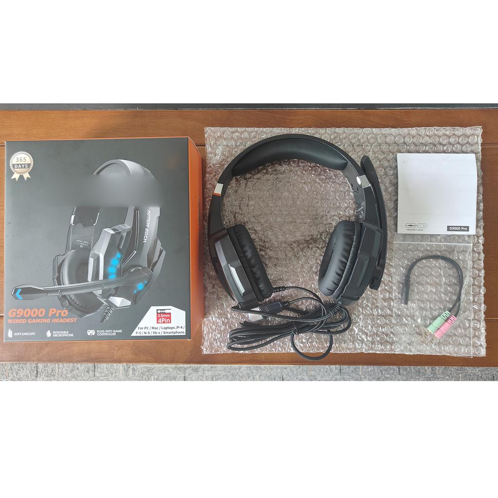 3.5mm Gaming Headphone, Over Ear Game Headset, Noise Cancellation Earphone with Mic, LED Light, Volume Control for Laptop, Tablet, Mobile Phones, Desk