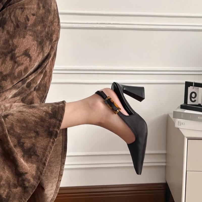 Fashion High Heels Women's Sandals Pointed Toe Shallow Elegant Shoes 2025 Fashion Designer Dress Summer