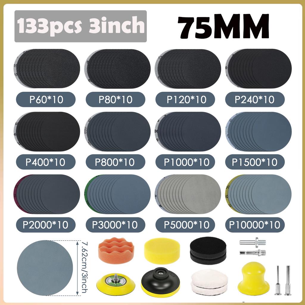25/50/75mm Sanding Disc 1"2" 3inch 60-10000 Grit Polishing Sandpaper Assortment for Drill Grinder Rotary Tools Die Grinder Wood