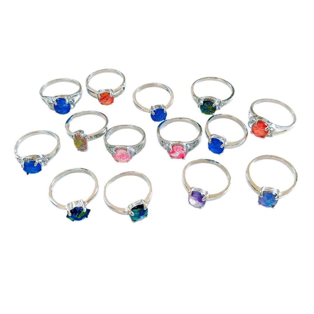 10Pcs Simple and fashionable colored alloy ring for ladies zirconium crystal ring