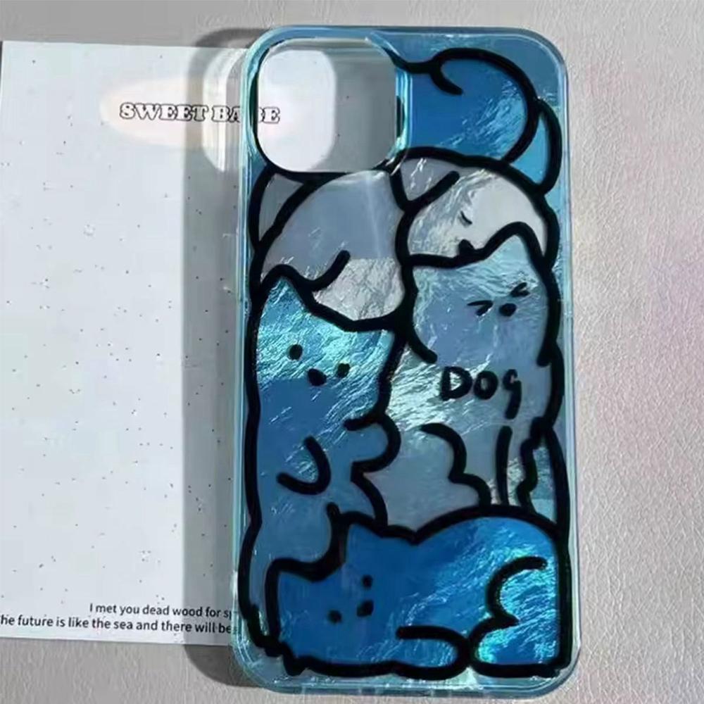 Cute Cartoon Blue Line Puppy Vortex Pattern Phone Case For Xiaomi Redmi Note 15 14 13 12 11 10 Pro 15C 14C 13C A3 A5 Gilrs Cover