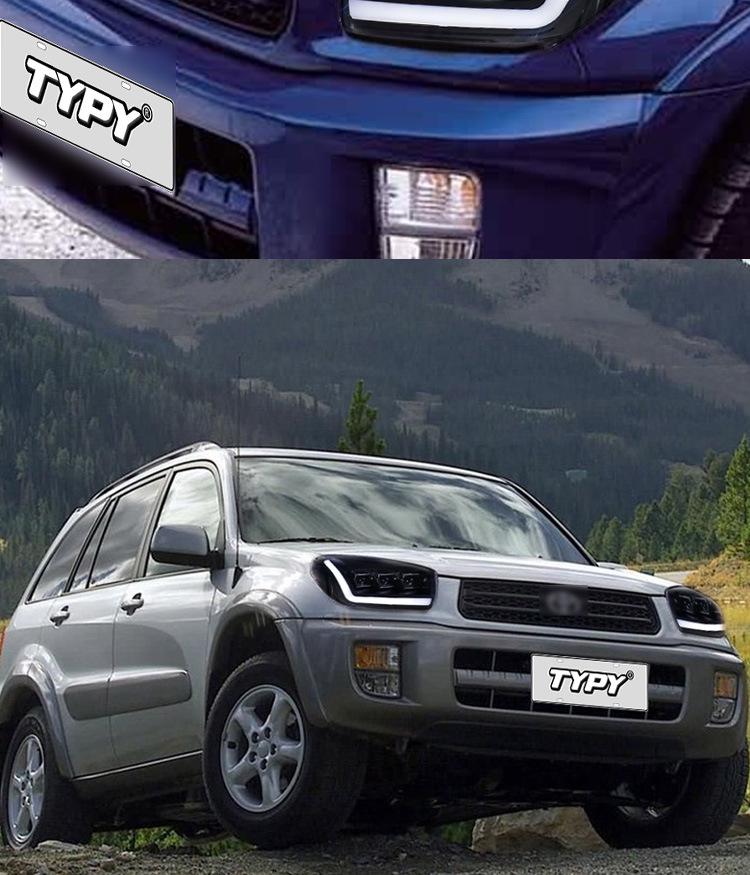 LED Headlight Assembly with Three-Eye Projector & Flowing Turn Signals for 03-04 Toyota RAV4