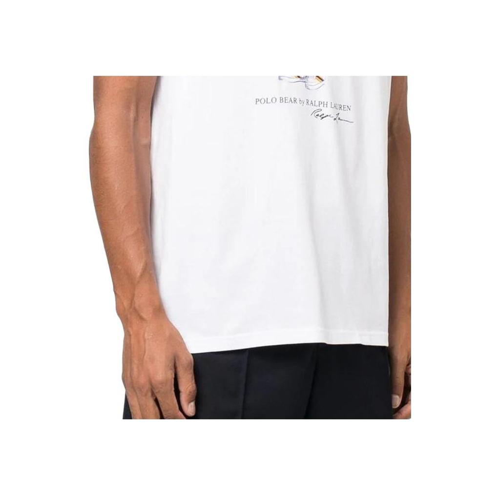 Polo Ralph Lauren Color Block Collar Bear Print Short Sleeve T-Shirt Men Tops White 710872321-001