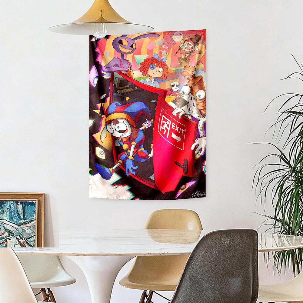 Digital Circus Game Wall Decor Tapestry Art For Pet Memorial Birthdaywedding Party Backdrop Family Gift