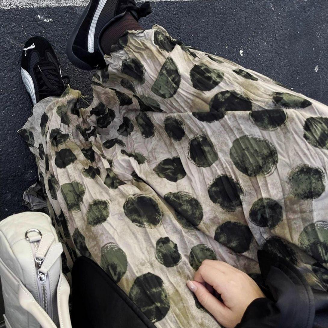 

Trendy Vintage Polka Dot Print Maxi Skirt Women High Waist Long Skirt Design Spring Summer Clothes Loose Harajuku Y2k Skirts S