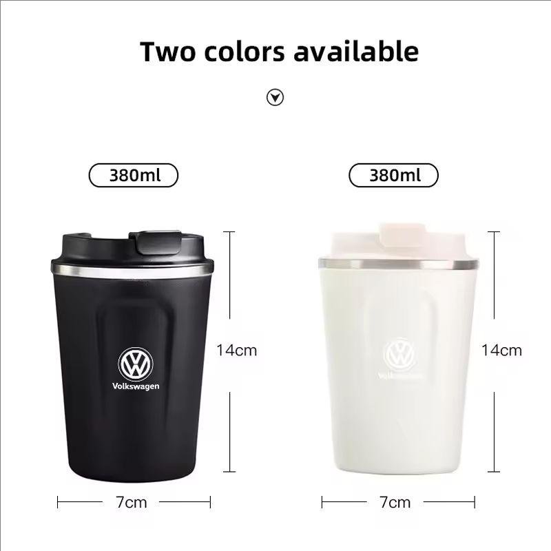 380ML Car Coffee Mug Stainless Steel Travel Thermo Cup For VW GTI Golf Polo Tiguan Passat B6 MK6 Touareg Jetta CC T-ROC Hub Cap