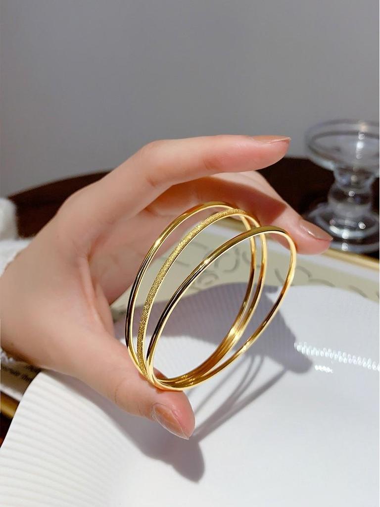 Elegant Ethnic Gold Bangle for Women - Durable Titanium Steel Bracelet