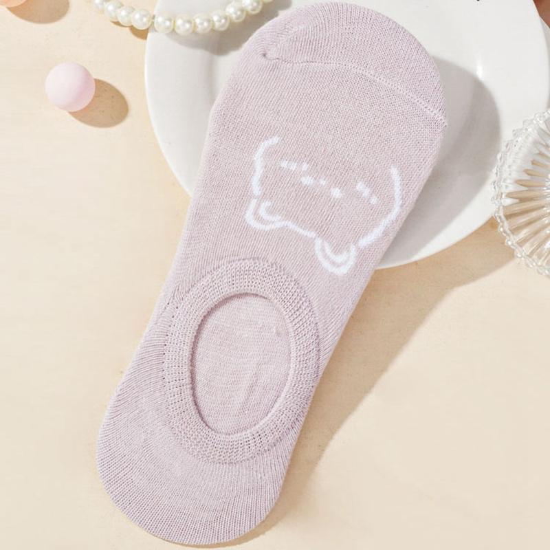 Damen-Söckchen aus Baumwolle, unsichtbare Socken mit flachem Mund, atmungsaktive Silikon-Anti-Rutsch-Socken