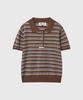 GENERALIDEA Striped Collar Half Knit [Brown] / Gf2Lkp525