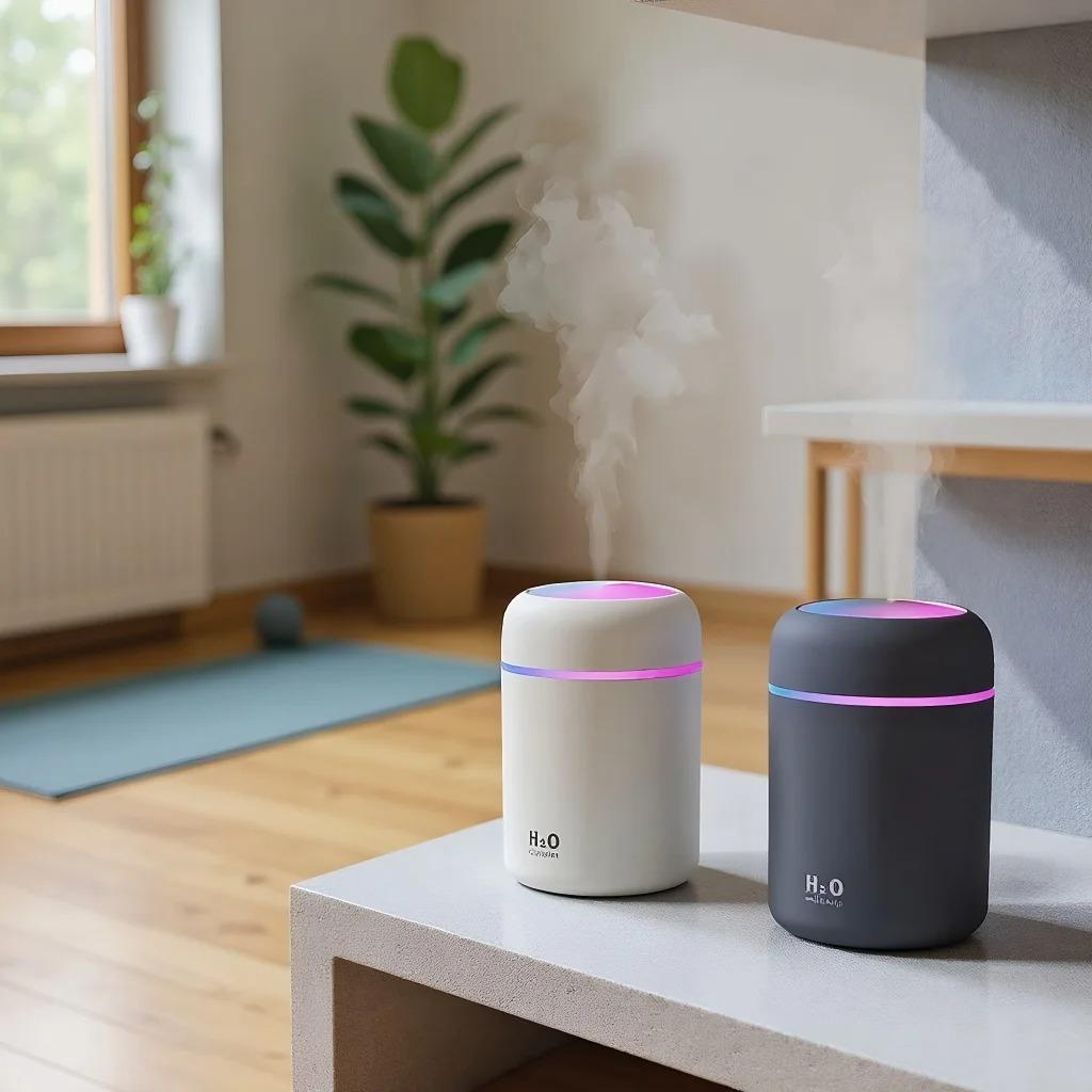 Multi-Szenen-Komfort-Luftbefeuchter, Leiser LED-Nebelspender mit Aromatherapie für Schreibtisch Nachttisch und Auto