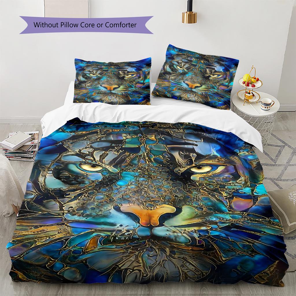 Animal Pattern Bedding Quilt Set Quilt Cover Pillowcase Home Decoration Gift (1 * Duvet Cover + 2 * Pillowcase, Without Core)