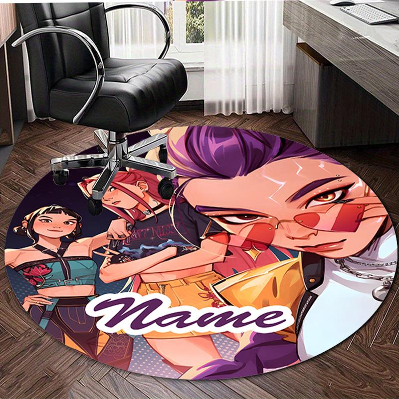 Personalized K-KPop Demon Hunters Round Chair Office Rug - Perfect for Mat, Office Chair & More - Ideal Gift for Birthdays and Holidays