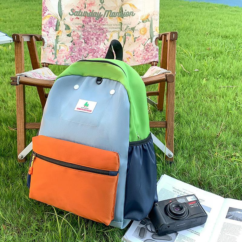 Schoolbag Korean version ins casual versatile backpack schoolbag new contrasting color niche large-capacity backpack primary school girls schoolbag