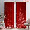 2pcs,2D Plane Printing Curtain Popular Christmas Red Xmas Snowflake Versatile Polyester Fabric (without Rod) Room Decor Perfect