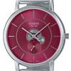Casio Analog Watch, Metallic Silver/Red, Bracelet