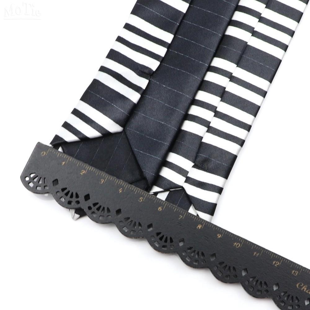 Skinny Men Tie Black Music Tie Classic Piano Necktie Men