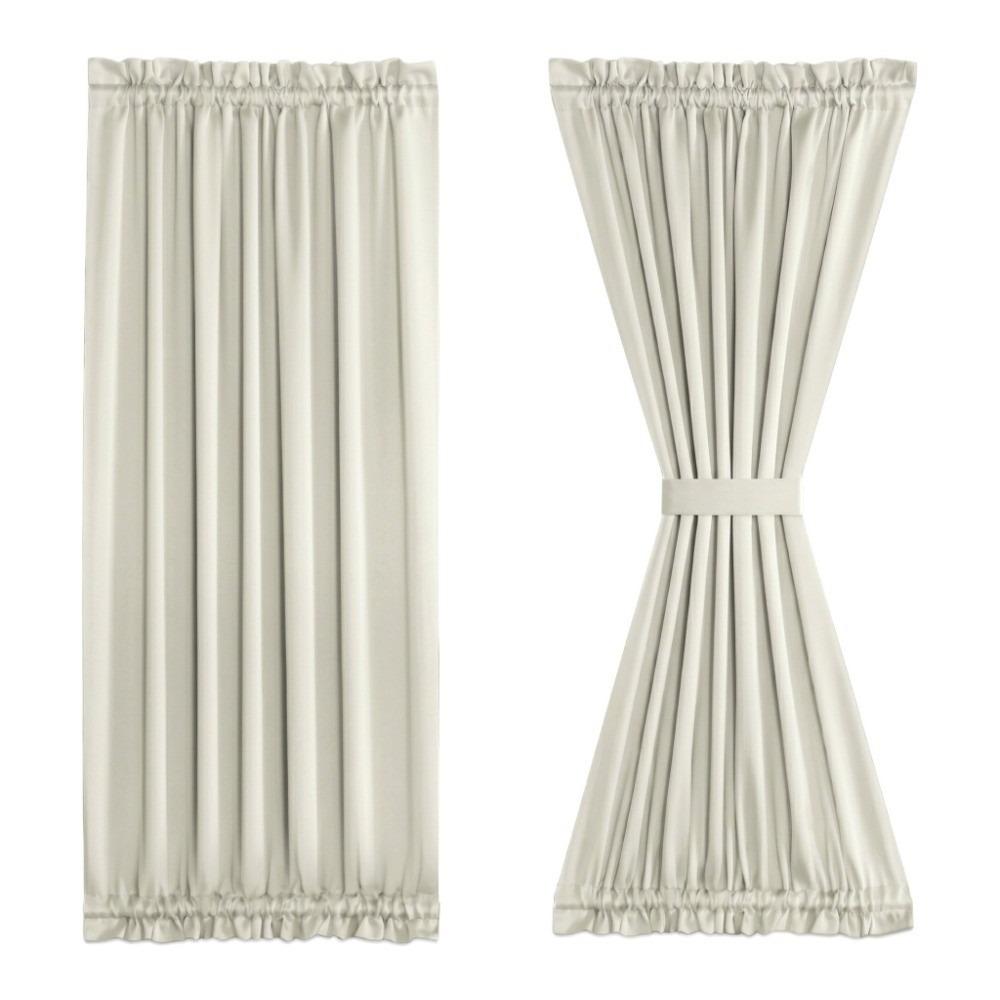 

2 PCS Tie back Curtain White Blackout Curtain French Door Curtain Patio Door Glass Door Front Door