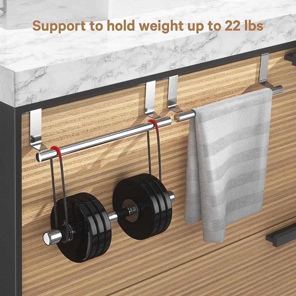 Kitchen cabinet towel rack, 9-inch professional wall-mounted towel bar, can be universally installed on cabinet doors, set of 2, silver