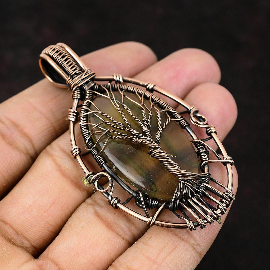 Baum des Lebens Multi-Fluorit Edelstein Anhänger Kupferdraht gewickelter Anhänger Geschenk für sie Baum des Lebens Schmuck Handgefertigter Schmuck Fluorit Schmuck