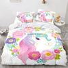 Capa de edredom infantil arco-íris cavalo desenho animado unicórnio conjunto de cama para crianças berço bebê capa de edredom conjunto fronha linda roupa de cama