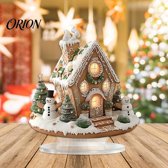 Cute Winter Tabletop Accents Acrylic Christmas Table Decor, Gingerbread House Tree Ornaments, Ornaments for Desk Waterproof Holiday Desktop