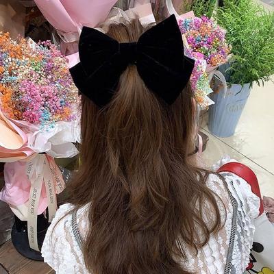 Silver Flower Band Velvet King Ribbon Automatic Pin Big Size Hairpin