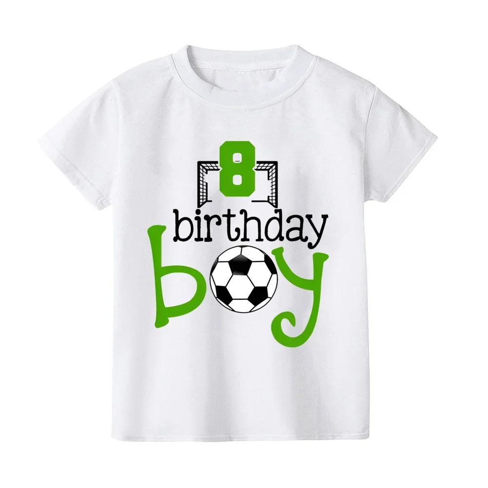 29Y Football Birthday Print Kids White Short Sleeve Tshirt Summer Casual Comfortable Tops Crew Neck Cotton Children Tees
