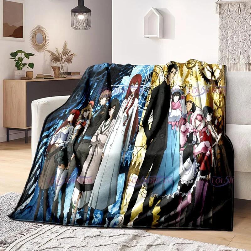 Anime Steins Gate Print Soft Flannel Blanket Throw All Seasons Sofa Warm Blankets for  Blanket Nap Comfortable Bedding#(1)