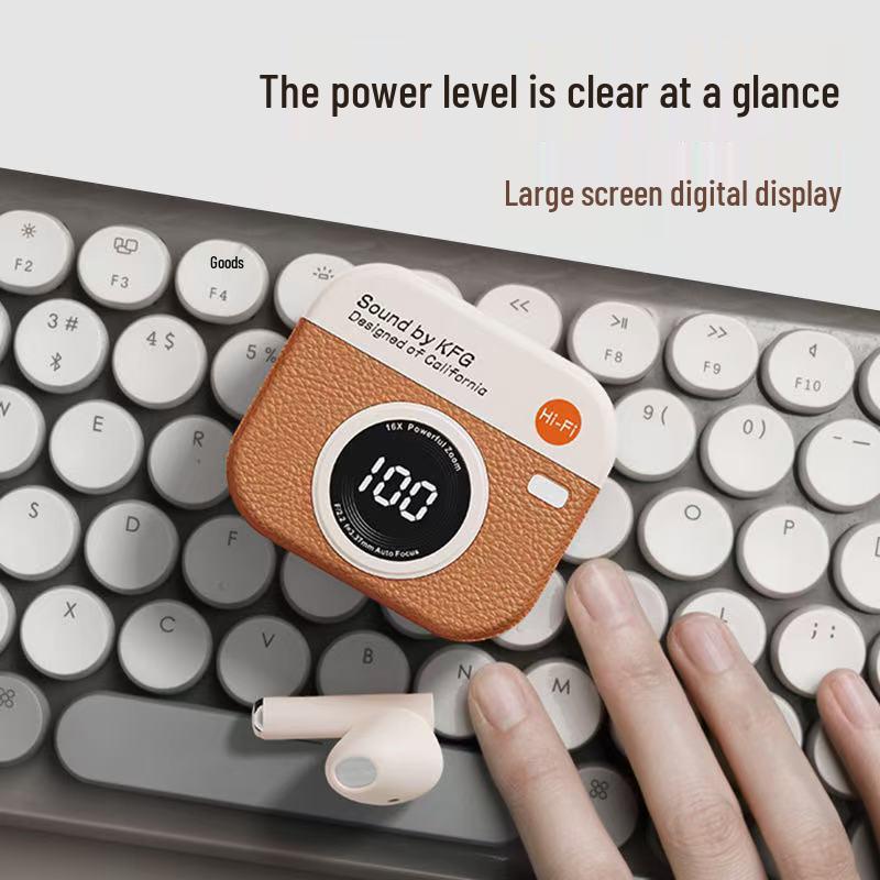 Q86 Retro Camera-Style Bluetooth Headset Bag: Wireless, Digital Display, Long Battery Life.