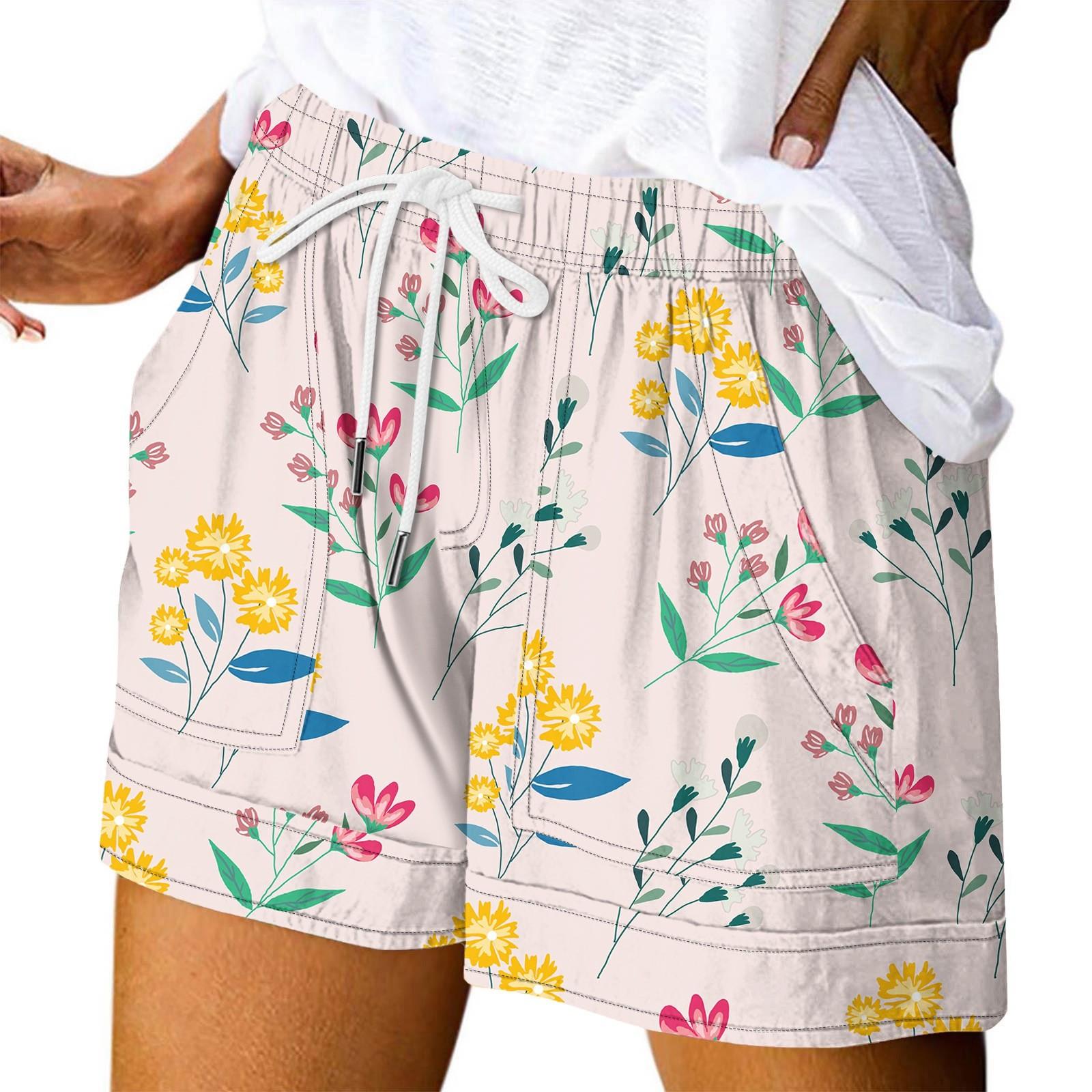 

Женские повседневные летние эластичные пляжные шорты с принтом повседневные шорты XXL розовый