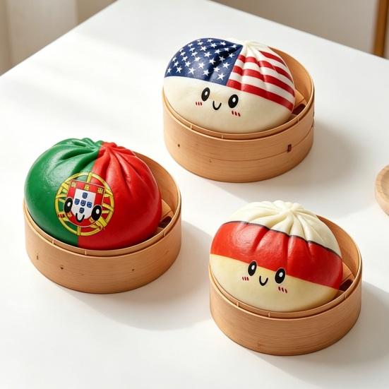 National Flag Dumpling Squeeze Toy Stress Relief Cartoon Expression Steamed Bun Fidget Toy Hand Relaxation Decompression Gadget