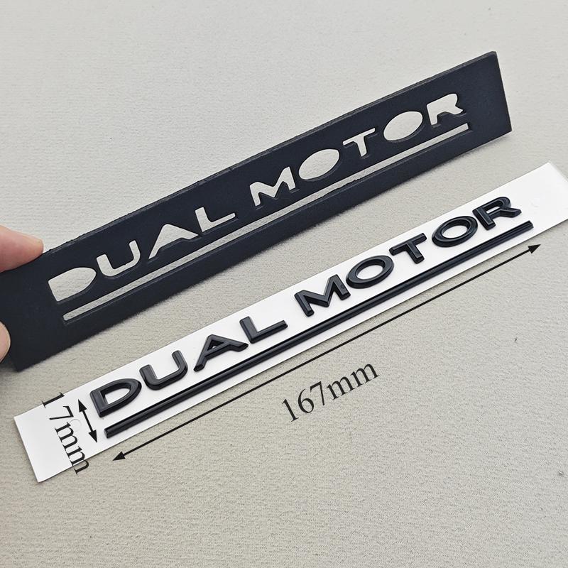3D ABS Litery Logo Samochodu DUAL MOTOR Tylny Bagażnik Emblemat Odznaka Naklejka Naklejki Do Tesla Model 3 Model X Model S Y Akcesoria