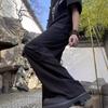 Men Pants Chinese Style Tassel Knot Decor Straight Wide Leg Loose Drawstring Elastic Waist Solid Color Pockets