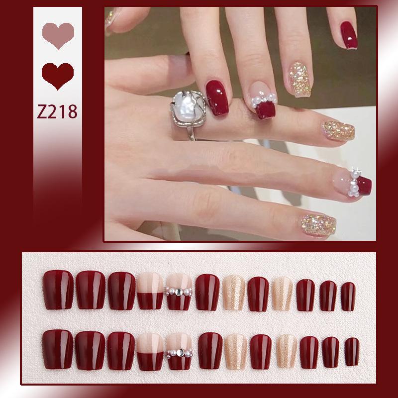 

Бордовый жемчужный нейл-арт: Осенне-зимний стиль аромата Накладные ногти и наклейки Tool Kit