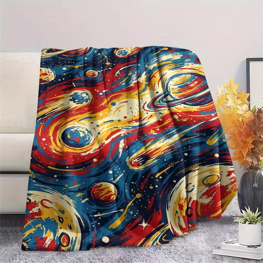1 Stück Flanelldecke mit Weltraum-Print, Hohe Qualität, Bequem für alle Jahreszeiten, Heimdekoration, Wärme und Komfort, Perfekt für Weihnachtsgeschenke W161