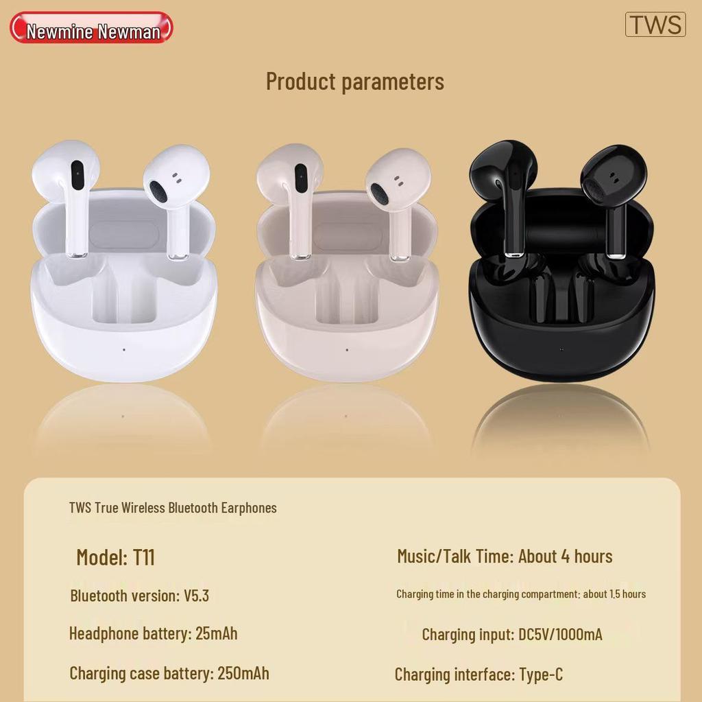 Applicable Newman T11 In-ear Bluetooth Headphones, TWS True Wireless for Sports, Cycling, Running, and Gifts.