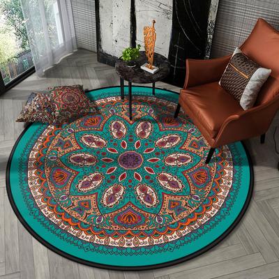 Retro Etnisk Stil Mandala Marockansk Europeisk Och Amerikansk Stil Blomma Fjäril Rund Sovrum Vardagsrum Matta Golvmatta Rug