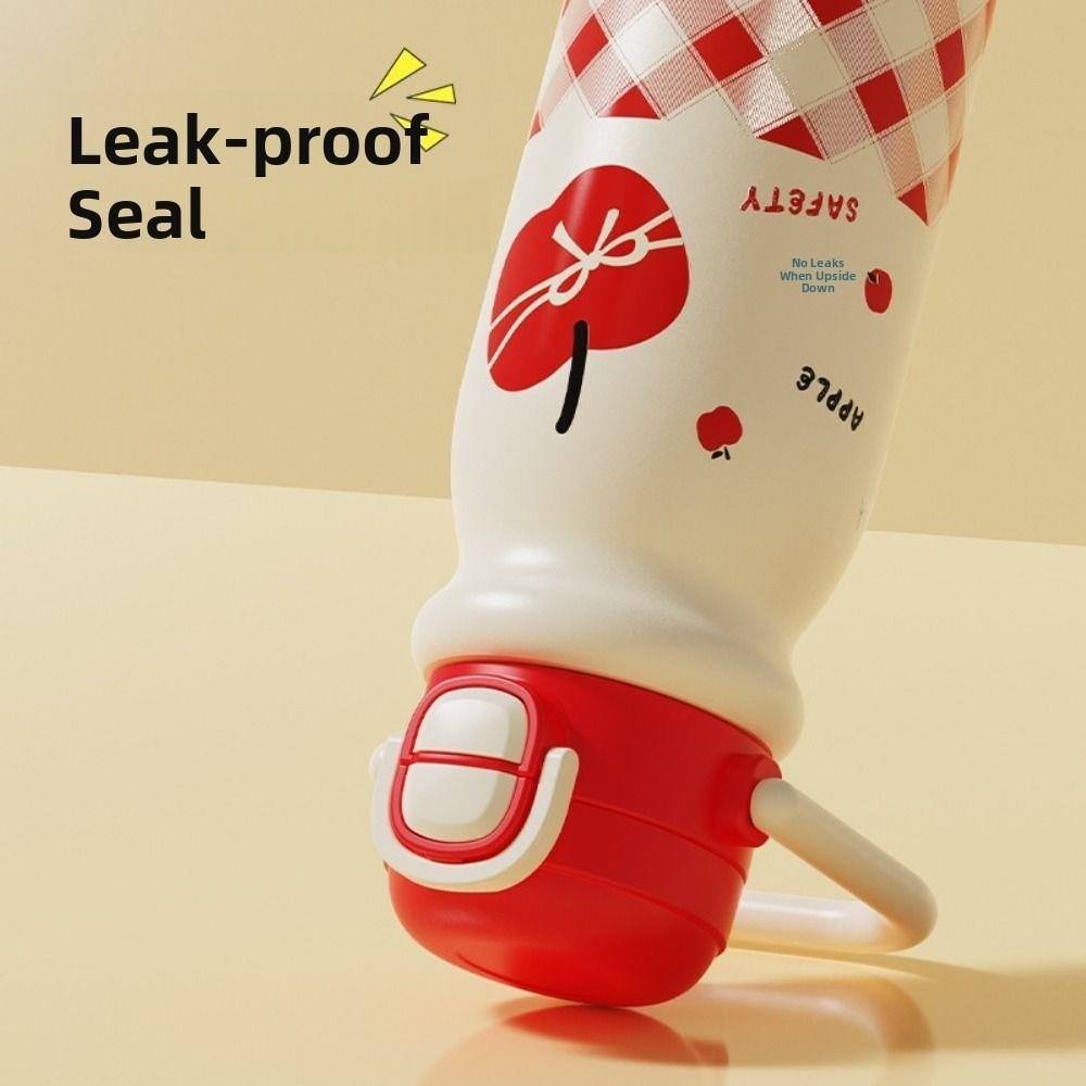 Large Capacity Vacuum-insulated Bottle With Handle Cartoon Straw Cup  Outdoor Activities