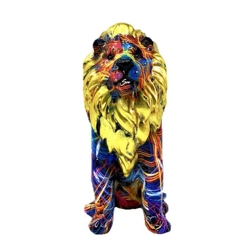 Resin Lion Figurine Decorative Sculpture Office Desk Home Entryway TV Cabinet Stylish Ornament