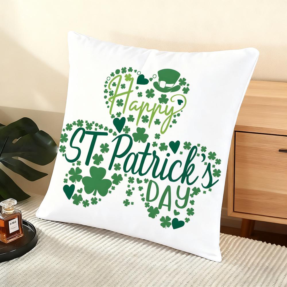 St. Patrick'S Day Design Cushion Cover Soft Short Plush Pillow Cover Smooth Cozy Texture Aesthetic Cushion Case Home Decor