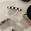 Plaid Comb Clip Bangs Hair Clip Texture Marble Pattern Iron Tooth Simple Comb Clip Insert Comb Styling Accessories
