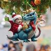 Christmas Santa Claus Dragon Pendants Acrylic Baby Dragon Pendants Realistic Dragon Hanging Ornaments for Xmas Tree