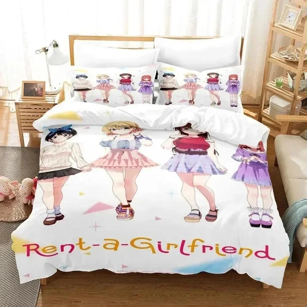 

3D Print Anime Rent-A-Girlfriend Chizuru Beding Set Bedrom Soft Modern Bedspreads Comefortable Soft with Soft Fabric Duvet Cover Quilt Pilowcase 100*200cm Single