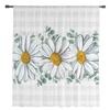 Summer White Daisy Watercolor Grid Sheer Curtains for Living Room Bedroom Kids Room Tulle Window Treatment Drapes